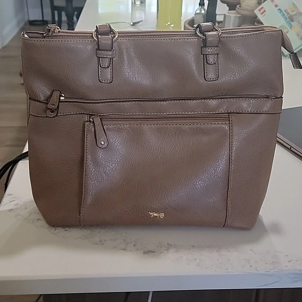 Matthew +Julian Good Old Friends Large Brown Faux Leather Versatile Tote Bag